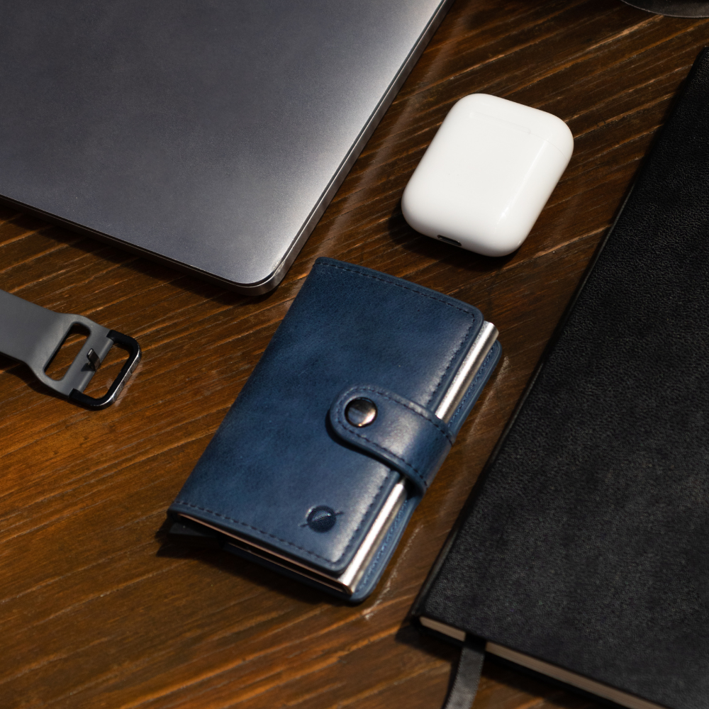 Button Wallet - Navy Blue